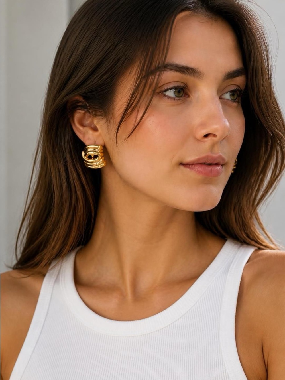 Monet Clip-On Earrings Gold Tone Ripple Geometric Vintage Signed